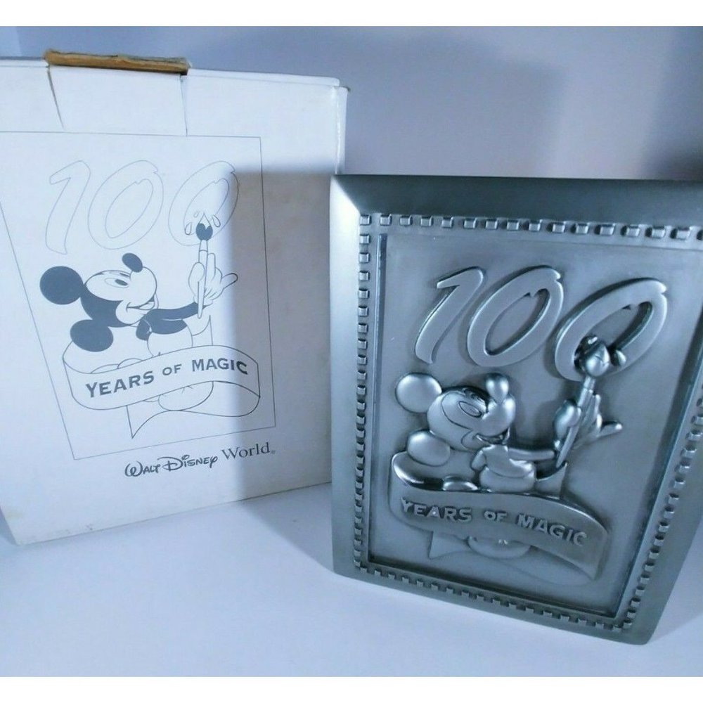 Walt Disney World Pewter Picture Frame Mickey Mouse Pin 100 Years Of Magic